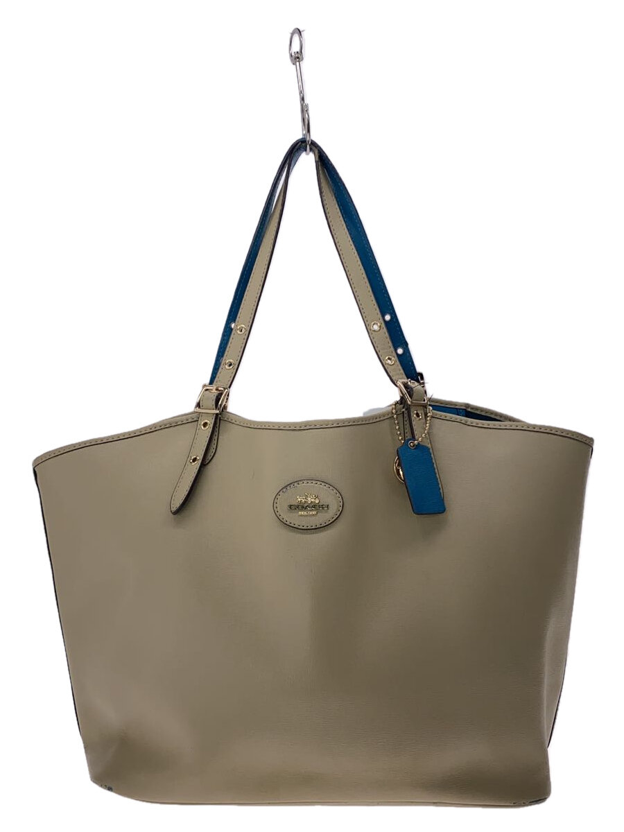 【中古】COACH◆トートバッグ/--/BEG/無地【バッグ】