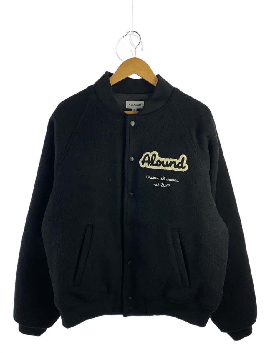 【中古】ALOUND◆スタジャン/XL/ウール/BLK/wool varsity jacket【メンズウェア】