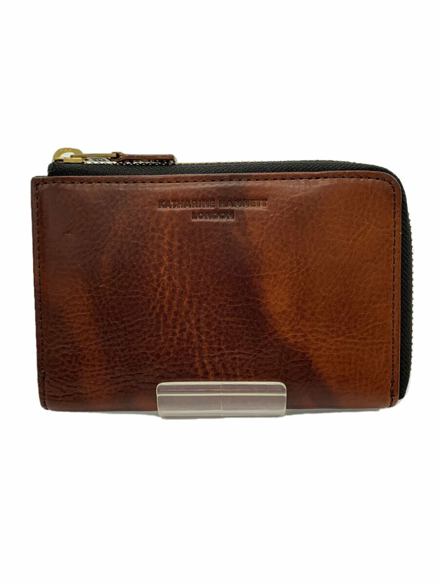 【中古】KATHARINE HAMNETT LONDON◆2つ折り財布/レザー/BRW/メンズ【服飾雑貨他】