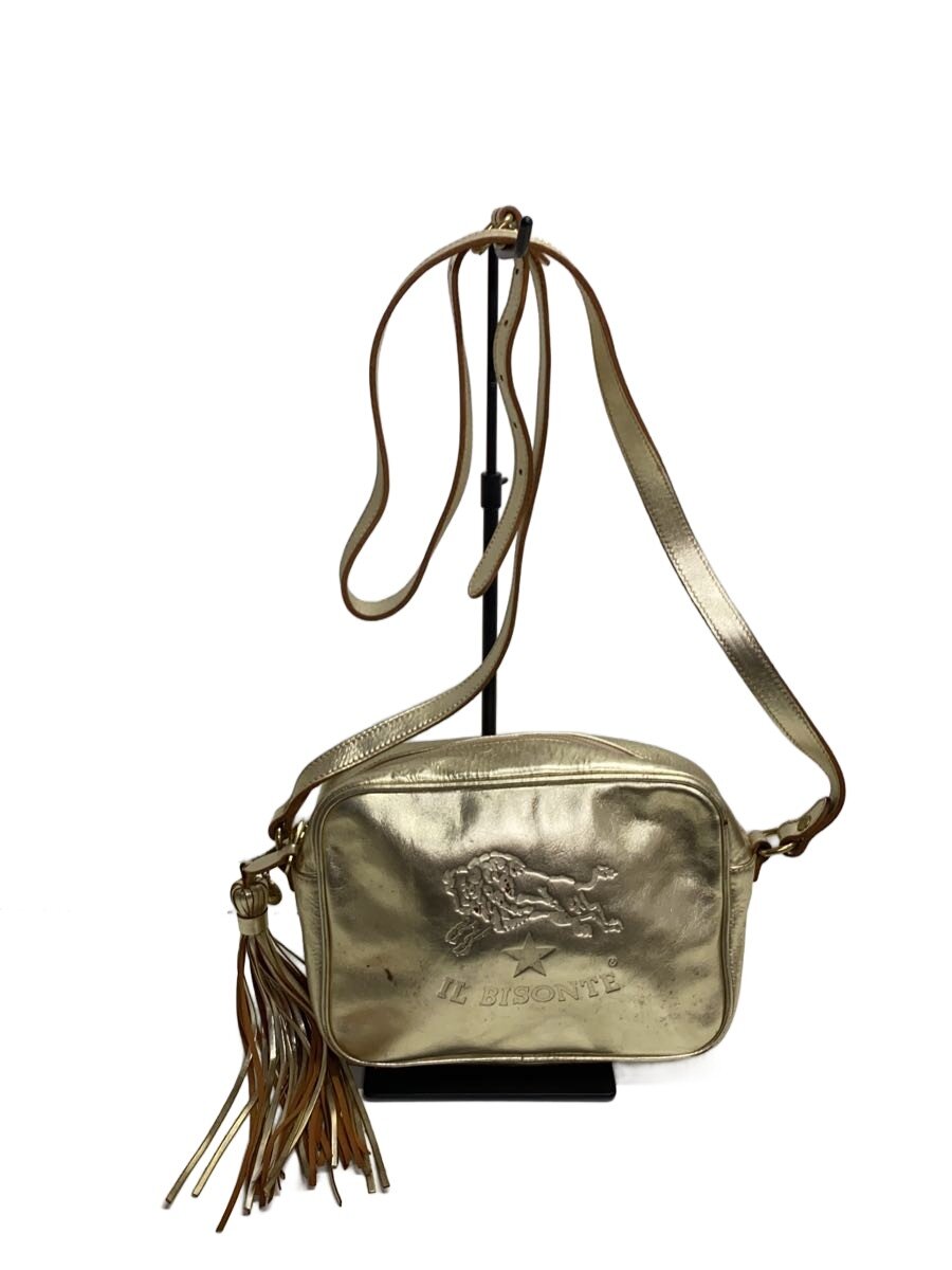 【中古】IL BISONTE◆ショルダーバッグ/レザー/GLD【バッグ】