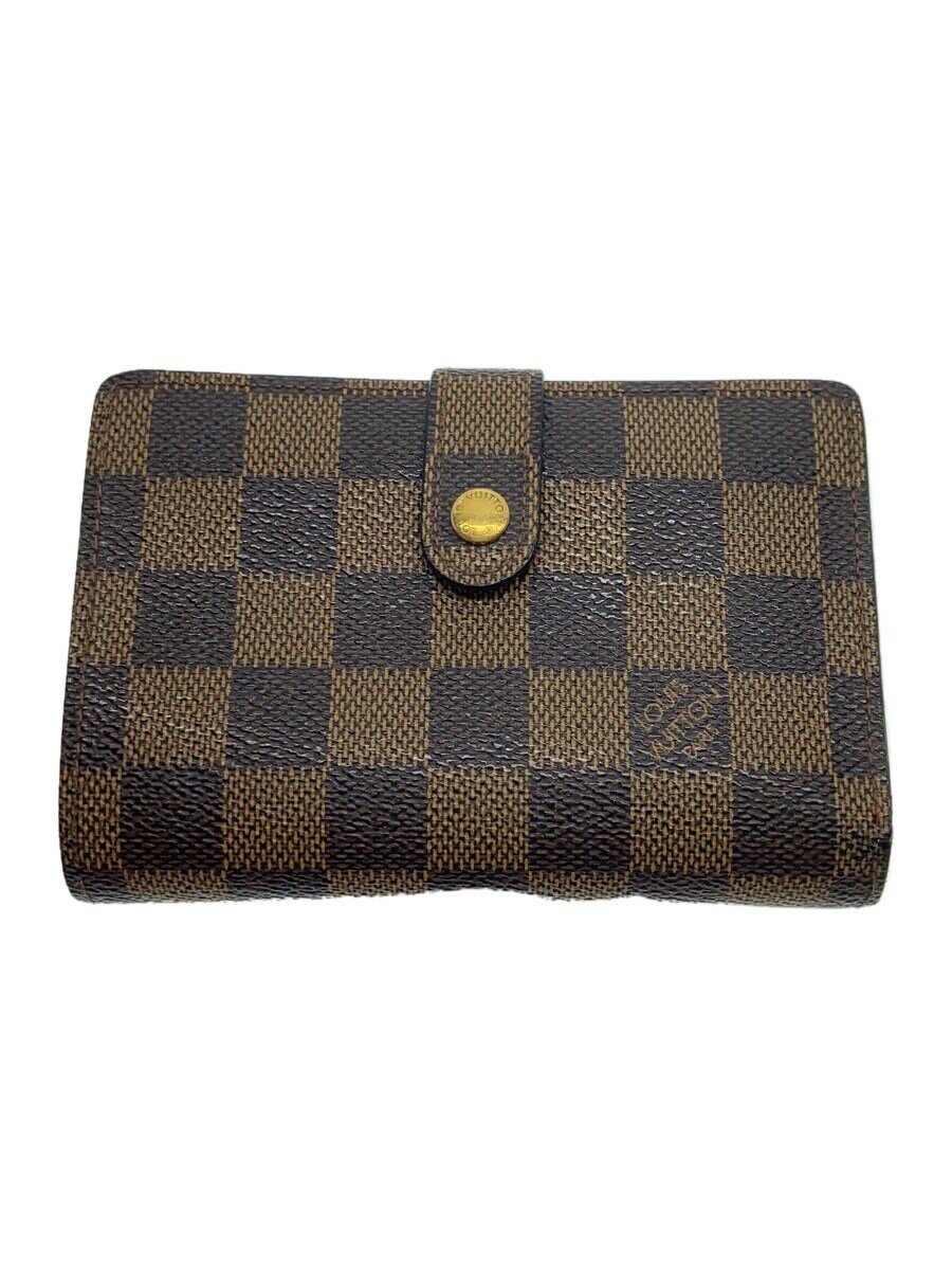 【中古】LOUIS VUITTON◆ポルト・フォイユ・ヴィエノワ_ダミエ・エベヌ_BRW/PVC/BRW/レディース【服飾雑貨他】