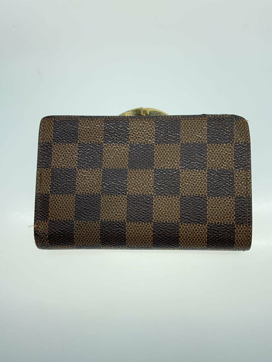 【中古】LOUIS VUITTON◆ポルト・フォイユ・ヴィエノワ_ダミエ・エベヌ_BRW/PVC/BRW/レディース【服飾雑貨他】
