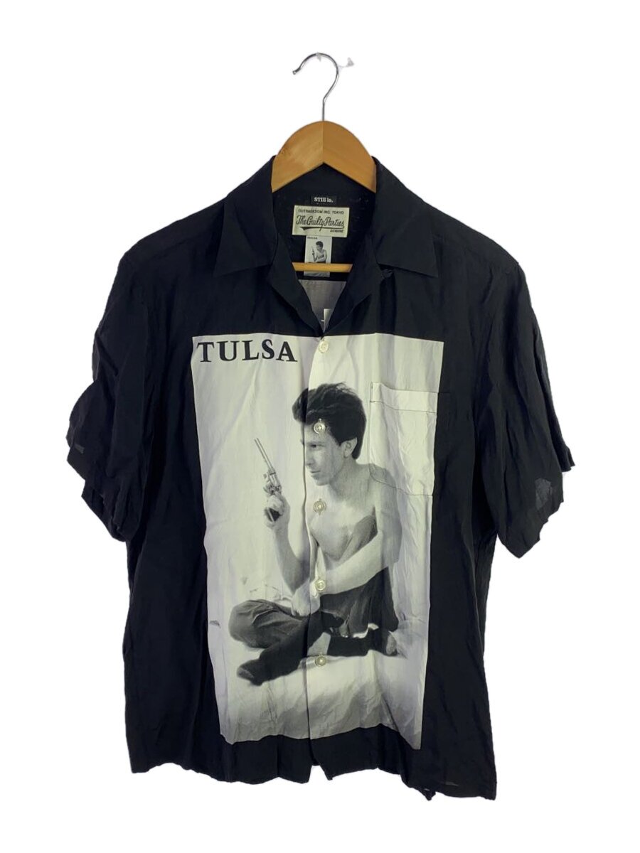 WACKO MARIA◆Stie-lo TULSA/Open Collor Shirt/アロハシャツ/S/レーヨン/BLK