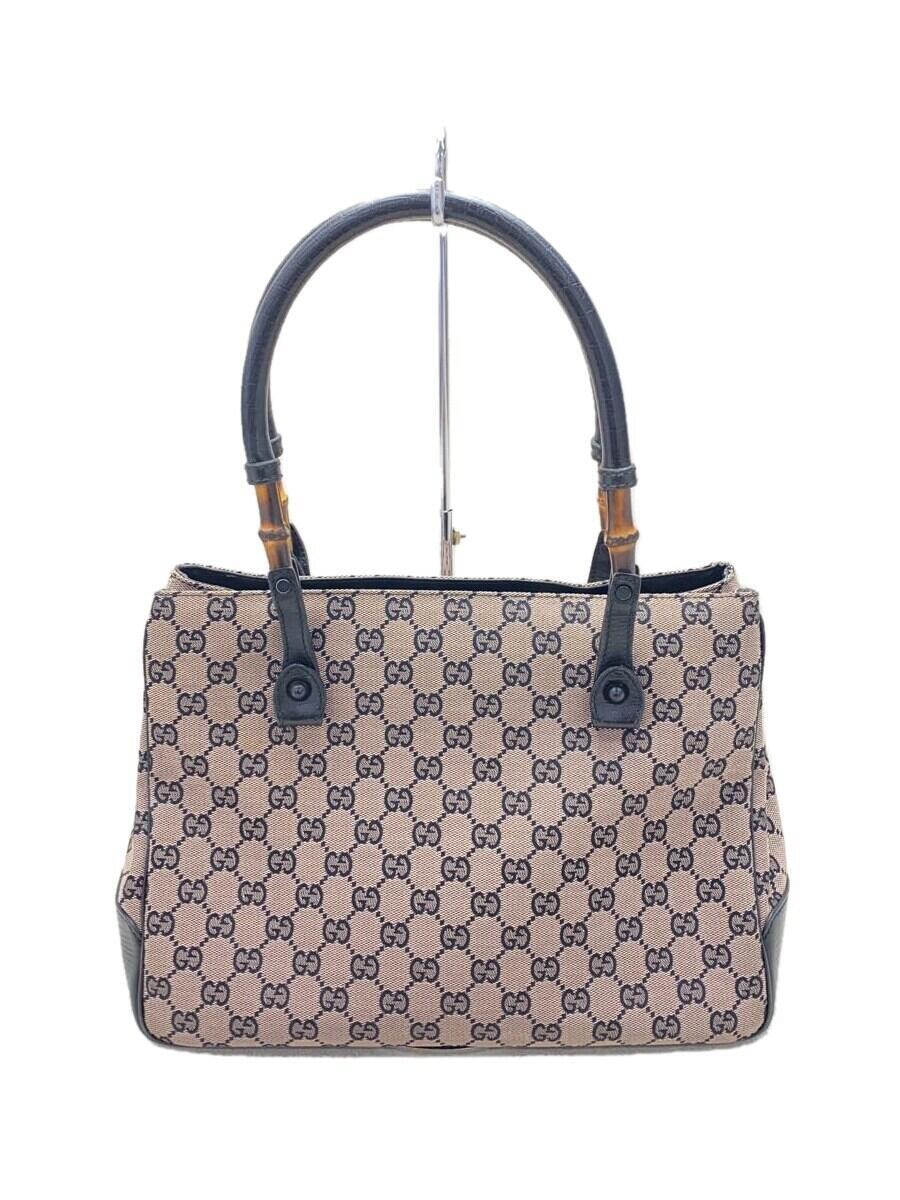 【中古】GUCCI◆トートバッグ/ハンドバッグ/バンブー/GG柄/キャンバス/BLK/112526//【バッグ】
