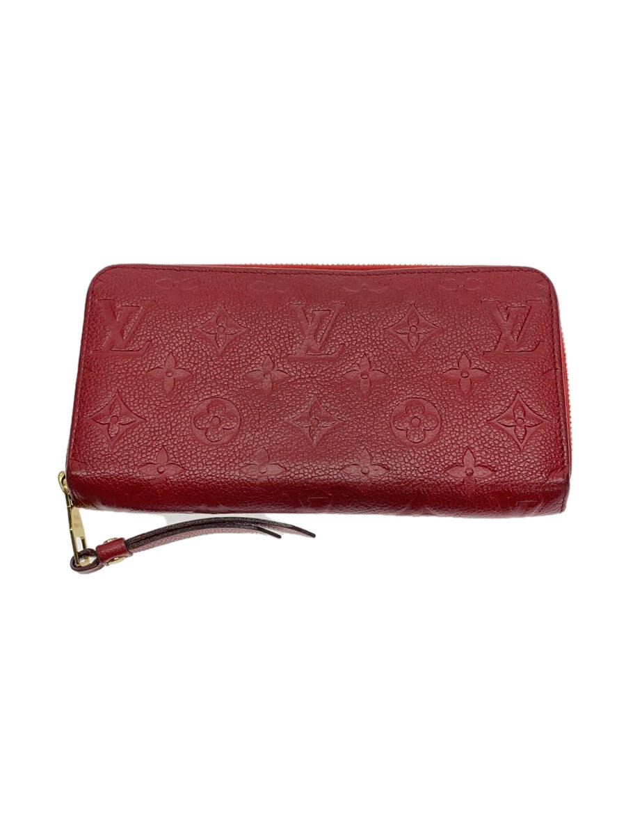【中古】LOUIS VUITTON◆ジッピー・ウォレット_モノグラム・アンプラント_RED/レザー/RED/レディース【服飾雑貨他】