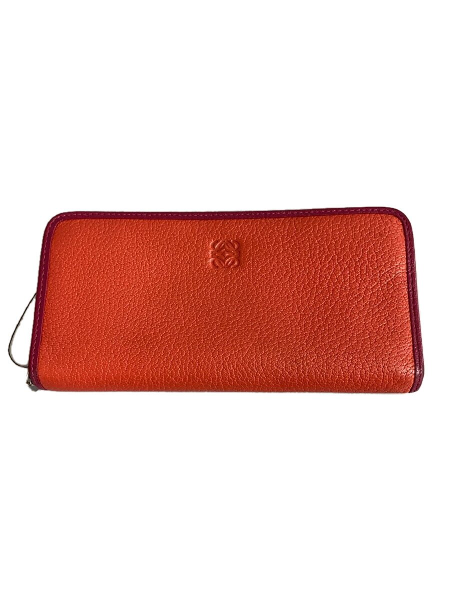 【中古】LOEWE◆MADE IN SPAIN/ラウンド/長財布/レザー/RED/レディース/081112【服飾雑貨他】