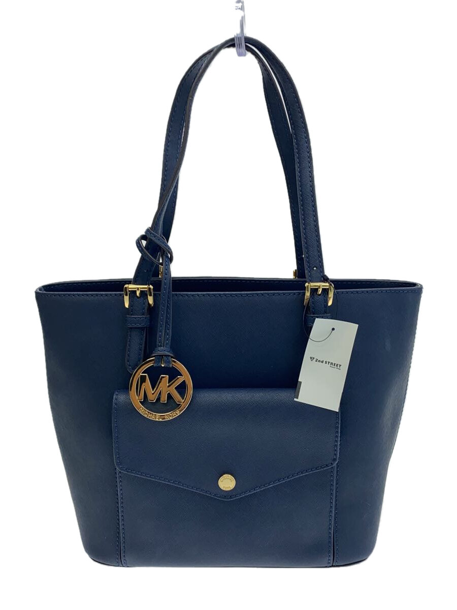 【中古】MICHAEL KORS◆トートバッグ/レザー/NVY【バッグ】
