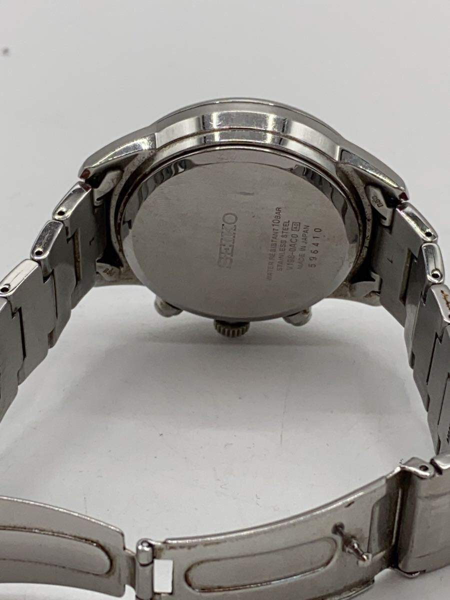 【中古】SEIKO◆ソーラー腕時計/アナログ/--/BLK/SLV/V198-0AC0【服飾雑貨他】