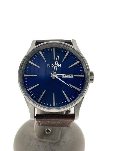 【中古】NIXON◆クォーツ腕時計/アナログ/レザー/ネイビー/ブラウン/SS/G17【服飾雑貨他】 【中古】NIXON◆クォーツ腕時計/アナログ/レザー/ネイビー/ブラウン/SS/G17【服飾雑貨他】