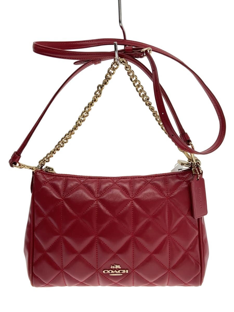 【中古】COACH◆ショルダーバッグ/レザー/RED/C8560【バッグ】