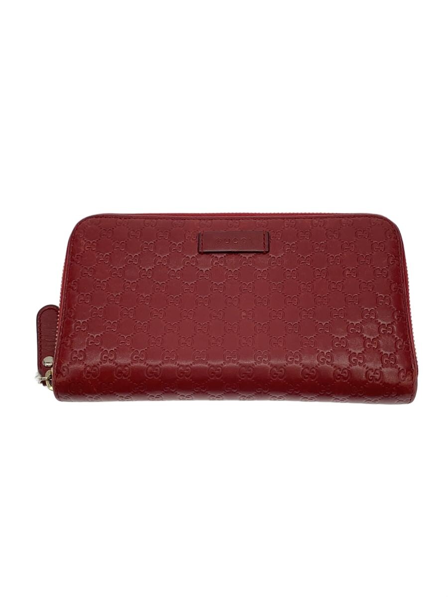 【中古】GUCCI◆長財布_マイクログッチシマ/レザー/RED/メンズ//【服飾雑貨他】
