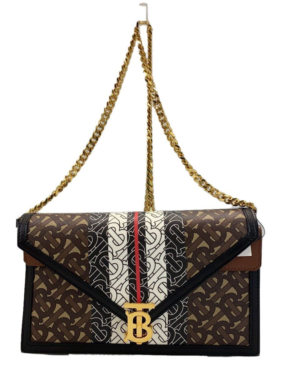BURBERRY - 【中古】BURBERRY◆ショルダーバッグ/PVC×レザー/BRW/モノグラム/クロスボディ/8019337【バッグ】