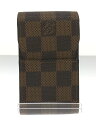 【中古】LOUIS VUITTON◆エテュイ・シガレット_ダミエ・エベヌ_BRW/PVC/BRW/メンズ/シガレットケース【服飾雑貨他】