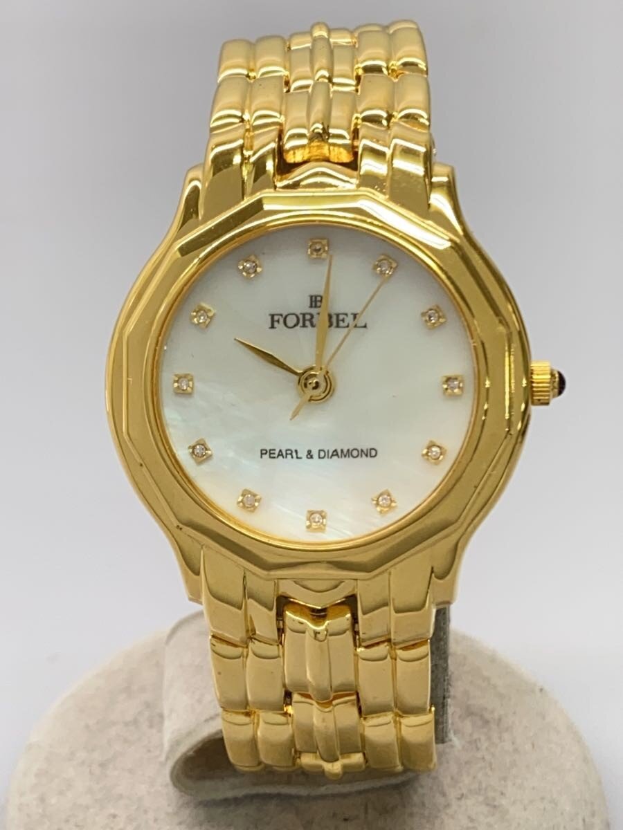 【中古】FORBEL◆クォーツ腕時計/アナログ/WHT/GLD/FB-1051M【服飾雑貨他】