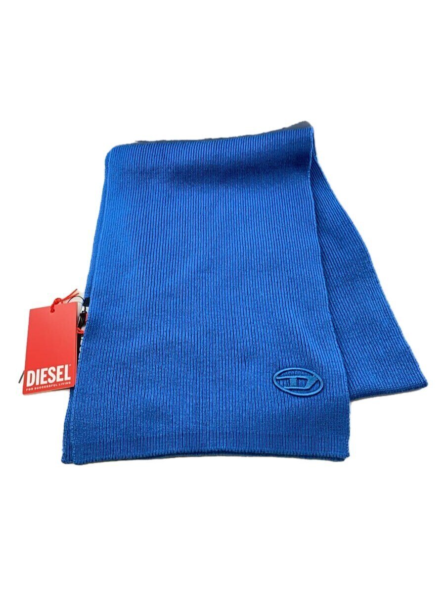 DIESEL◆タグ付/K-CODER SCARF/マフラー/ウール/BLU/無地/メンズ