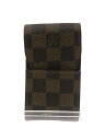 【中古】LOUIS VUITTON◆エテュイ・シガレット_ダミエ・エベヌ_BRW/PVC/BRW/メンズ【服飾雑貨他】