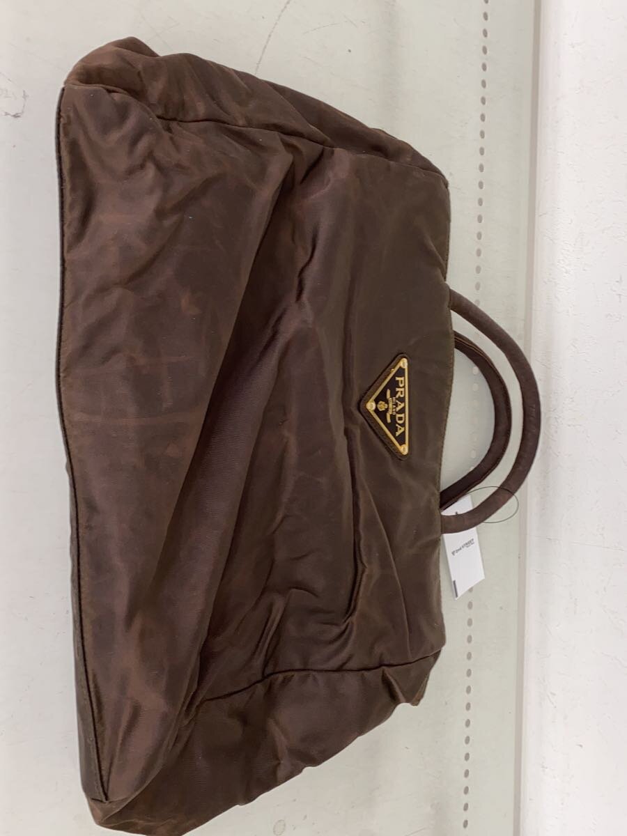 【中古】PRADA◆トートバッグ/ナイロン/BRW/無地/B3806【バッグ】