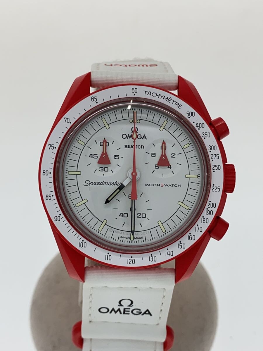 【中古】OMEGA◆腕時計/アナログ/WHT/WHT/so33r100/×スウォッチ MISSION TO MARS【服飾雑貨他】