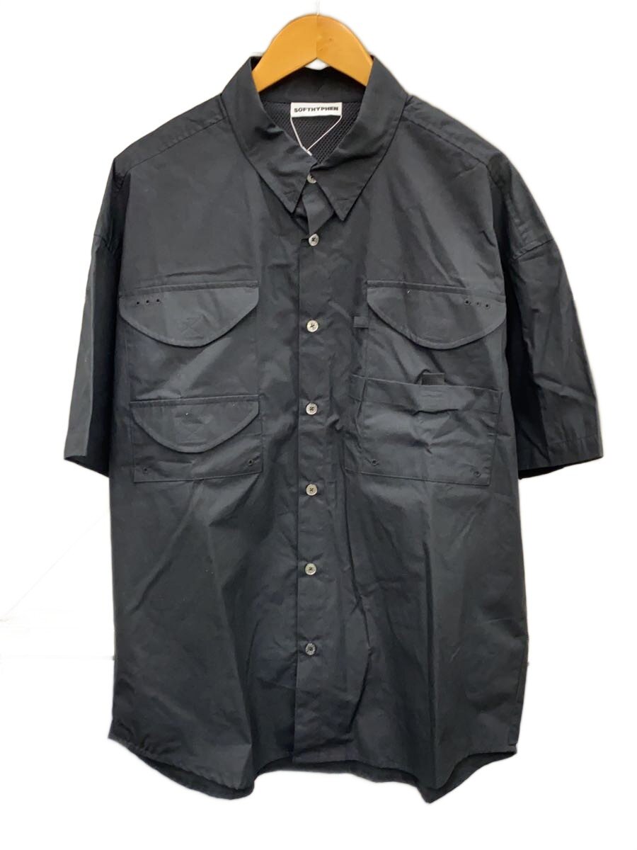 【中古】SOFTHYPHEN◆半袖シャツ/2/コットン/BLK/無地/MGMF251217-009【メンズウェア】