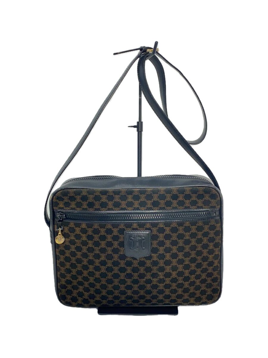 【中古】CELINE◆ショルダーバッグ/スウェード/BLK/総柄【バッグ】