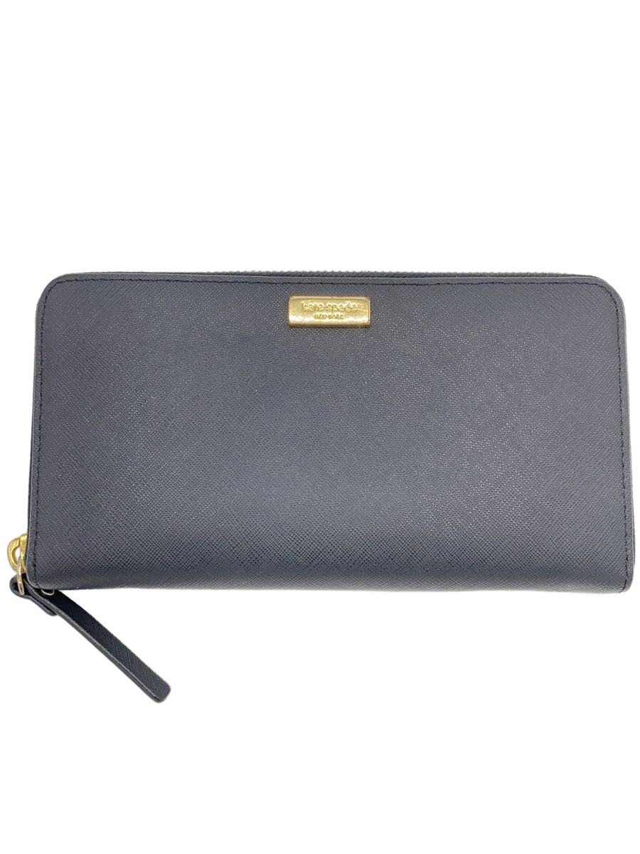 【中古】kate spade new york◆長財布/--/BLK/無地/レディース/WLRU2669【服飾雑貨他】