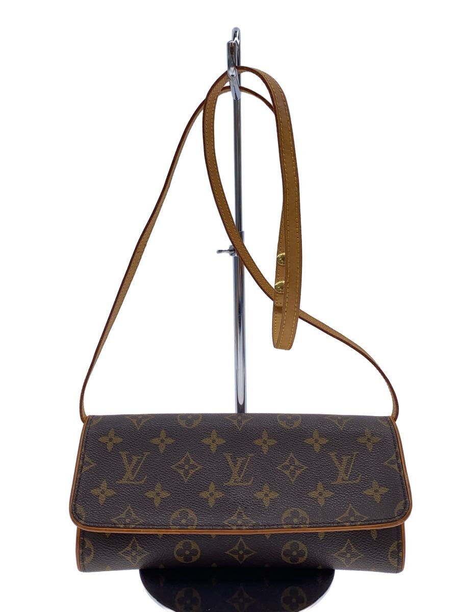 【中古】LOUIS VUITTON◆ポシェット・ツインGM_モノグラム・キャンバス/PVC/BRW【バッグ】