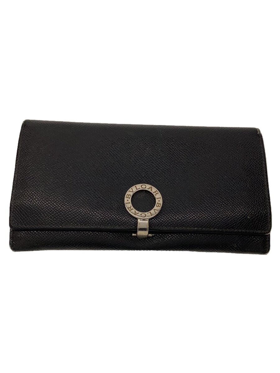 【中古】BVLGARI◆長財布/レザー/BLK/無地/メンズ/30414【服飾雑貨他】(4.0)