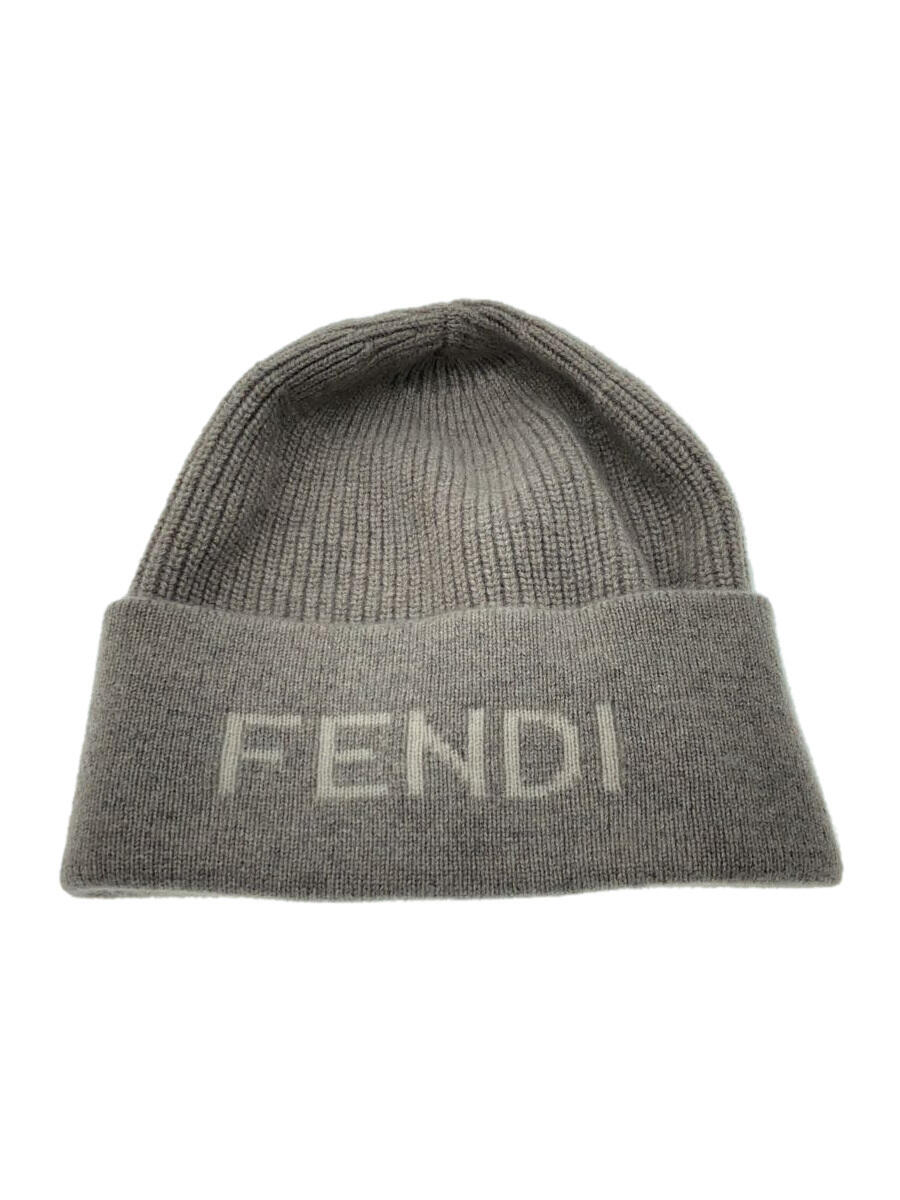 【中古】FENDI◆ニットキャップ/M/カシミア/BEG/メンズ【服飾雑貨他】