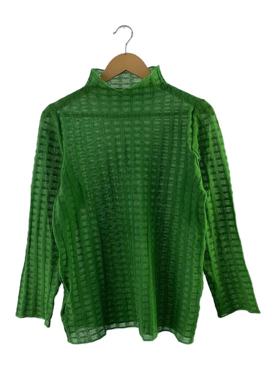 AMERI◆PLAID SHEER TURTLE KNIT/FREE/レーヨン/GRN/01120140361