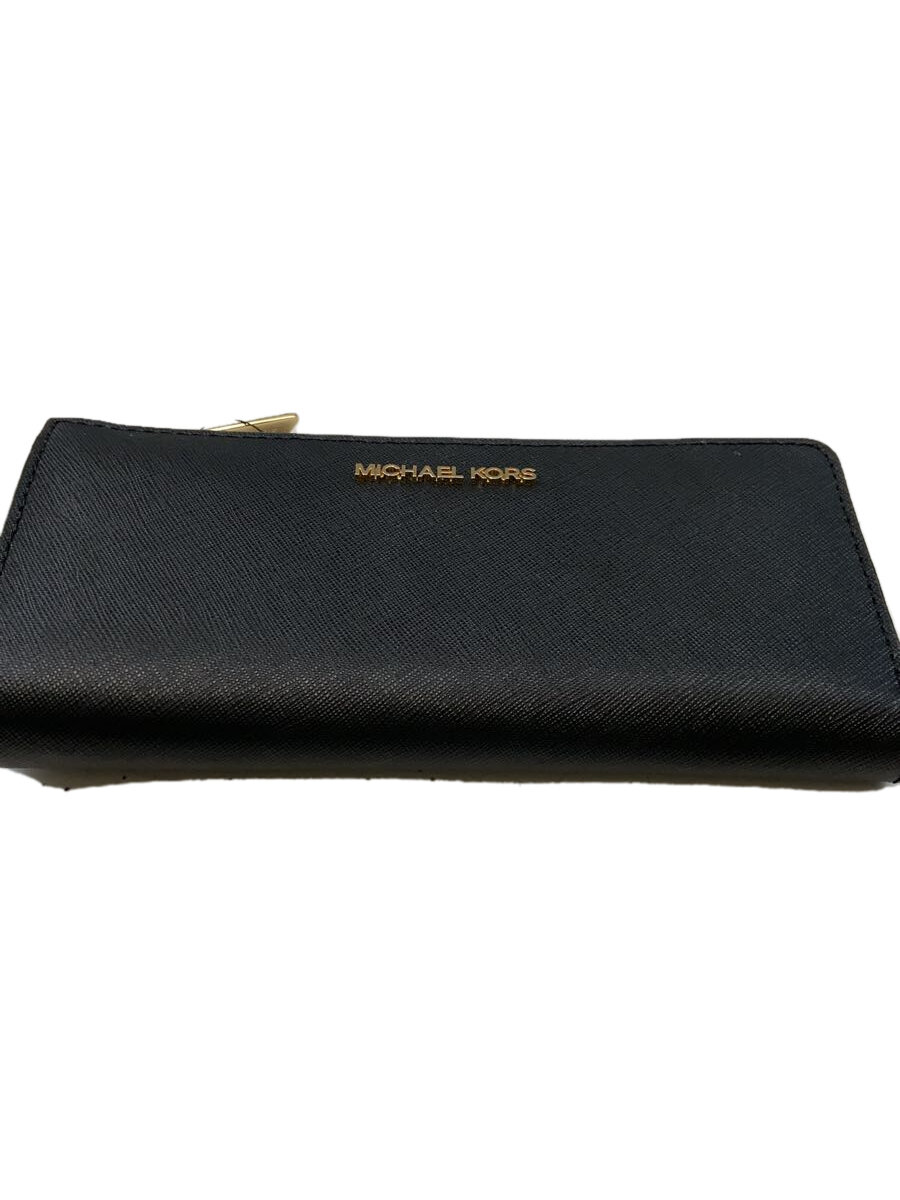 【中古】MICHAEL KORS◆長財布/レザー/BLK/レディース/di-2302【服飾雑貨他】