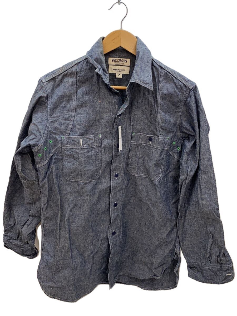 【中古】Nigel Cabourn◆長袖シャツ/2/コットン/NVY/メディカルシャツ/襟汚れ有【メンズウェア】