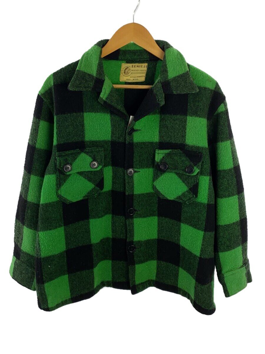 【中古】BEMIDJI◆70s/80s/ジャケット/--/ウール/GRN/チェック【メンズウェア】