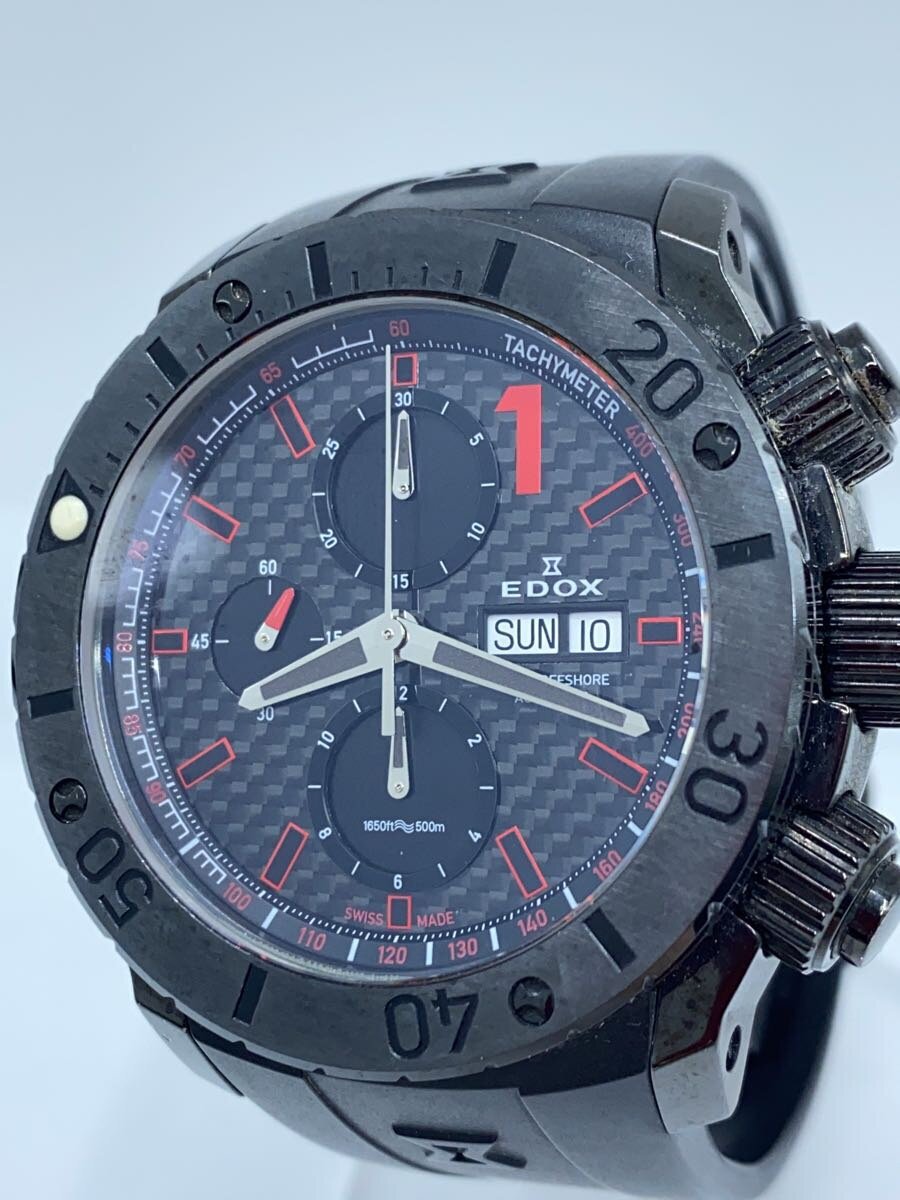 【中古】EDOX◆腕時計/デジタル/ラバー/BLK/BLK/01114【服飾雑貨他】