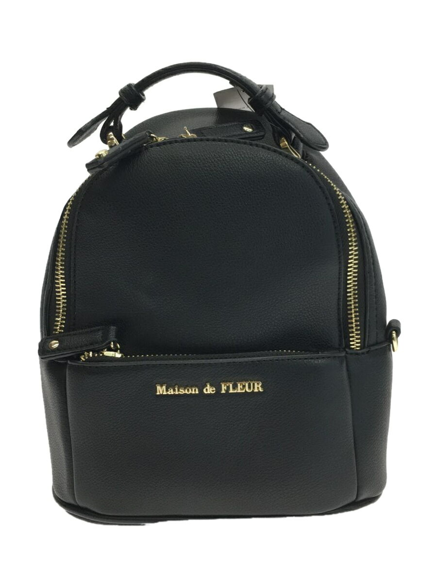 【中古】Maison de FLEUR◆リュック/レザー/BLK/無地/8A01F0J3200【バッグ】