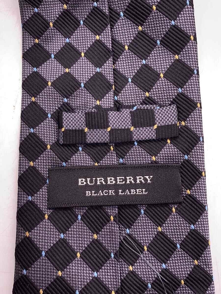 【中古】BURBERRY BLACK LABEL◆ネクタイ/コットン/GRY/チェック/メンズ//【服飾雑貨他】