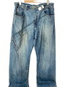 【中古】ROCAWEAR◆00s/ペインターバギーパンツ/size:W40×L34/グリーンステッチ/コットン/BLU/無地【メンズウェア】