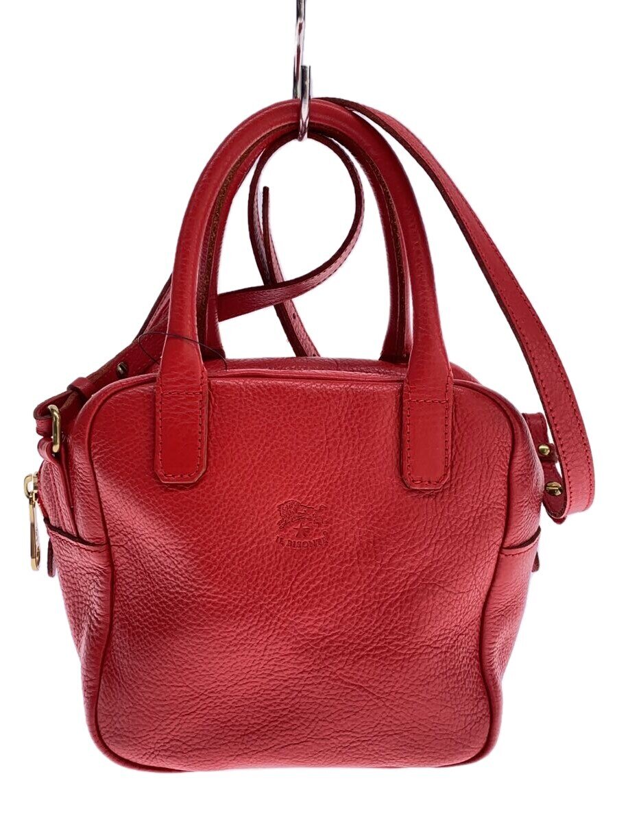 【中古】IL BISONTE◆ショルダーバッグ/レザー/RED【バッグ】