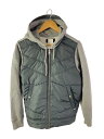 【中古】DIESEL◆ダウンジップパーカー/S/コットン/GRY【メンズウェア】