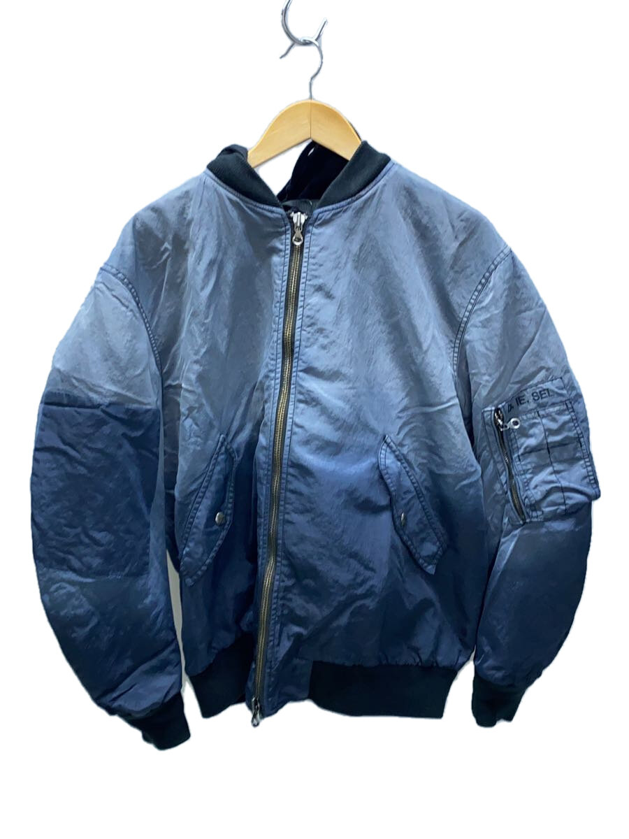 【中古】DIESEL◆グラデーション フーデッド MA-1/ボンバージャケット/48/ナイロン/GRY【メンズウェア】