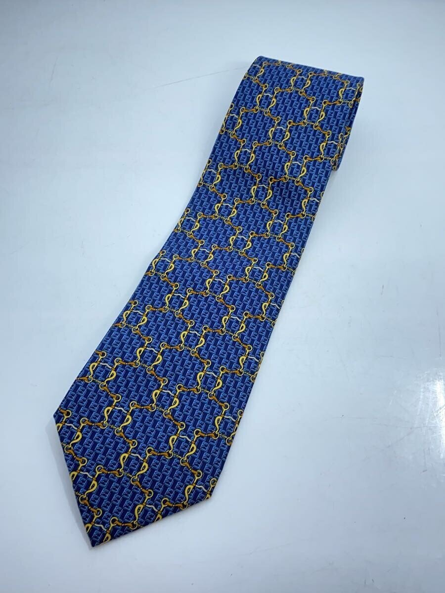 【中古】FENDI◆ネクタイ/シルク/BLU/総柄/メンズ【服飾雑貨他】