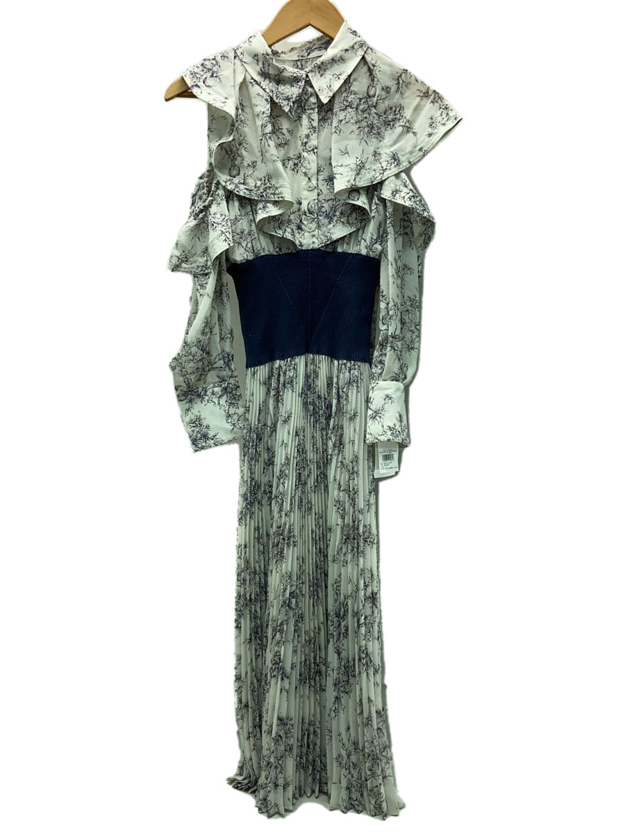 【中古】SNIDEL◆長袖ワンピース/0/ポリエステル/WHT/総柄/SWFO224082【レディースウェア】