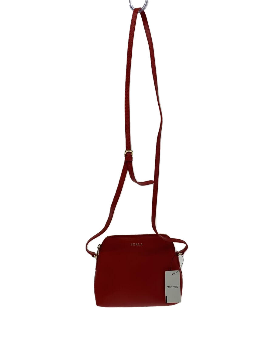 【中古】FURLA◆ショルダーバッグ/--/RED/無地【バッグ】