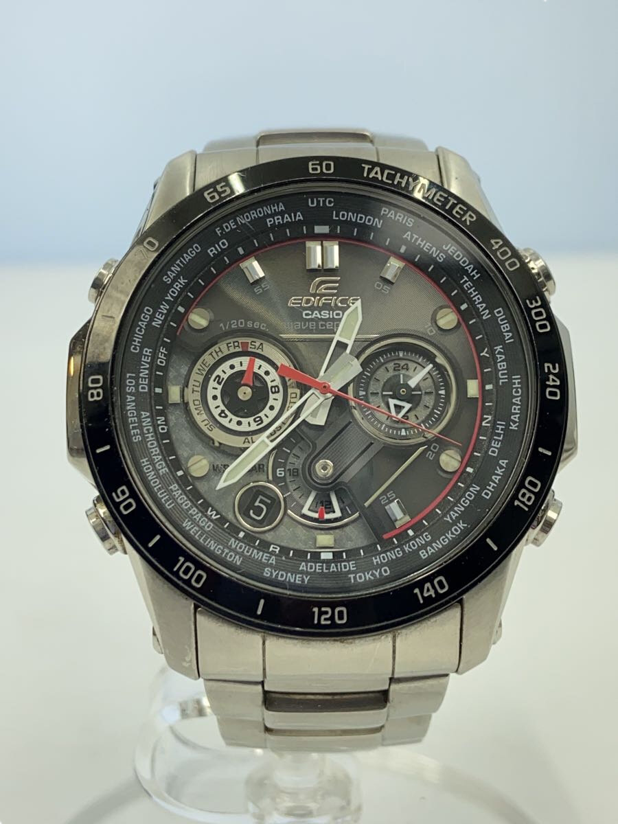 【中古】CASIO◆ソーラー/電波/腕時計/アナログ/ステンレス/SLV/EQW-MI000D【服飾雑貨他】