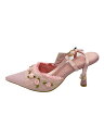 【中古】YELLO◆PETALMULES/パンプス/L/PNK/レザー【シューズ】