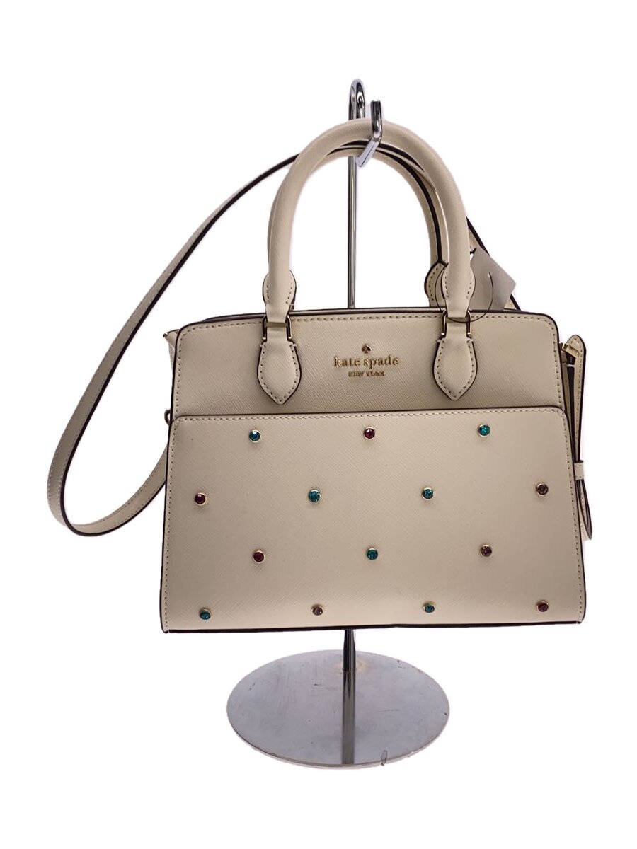【中古】kate spade new york◆マディソンスタッドスモールサッチェル/牛革/IVO【バッグ】