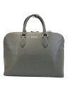 【中古】SAMSONITE◆ホクストン/ラウンドファスナー/ブリーフケース/レザー/GRY/ストラップ欠品【バッグ】