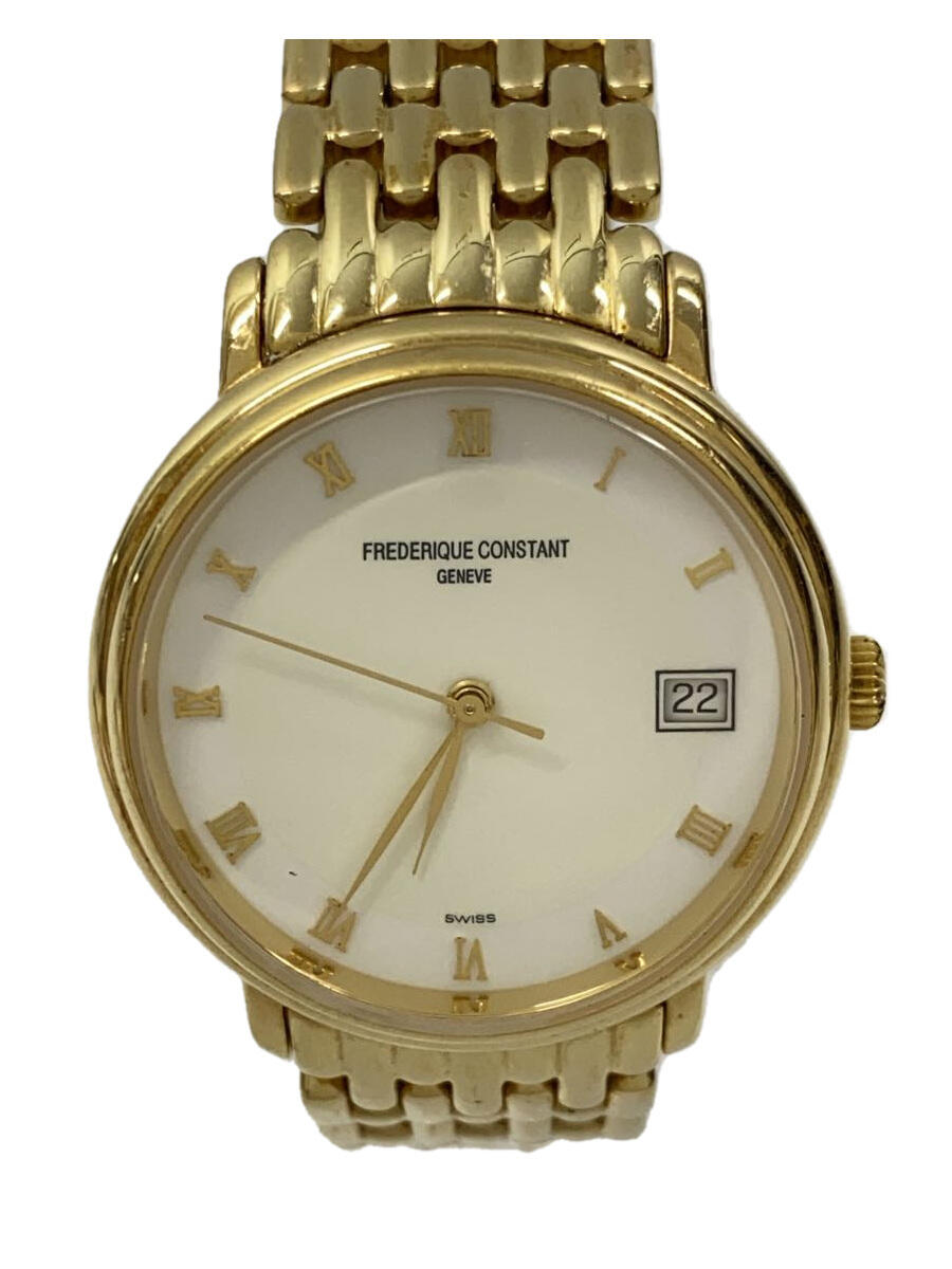 【中古】FREDERIQUE CONSTANT◆自動巻腕時計/アナログ/ステンレス/ホワイト/ゴールド【服飾雑貨他】