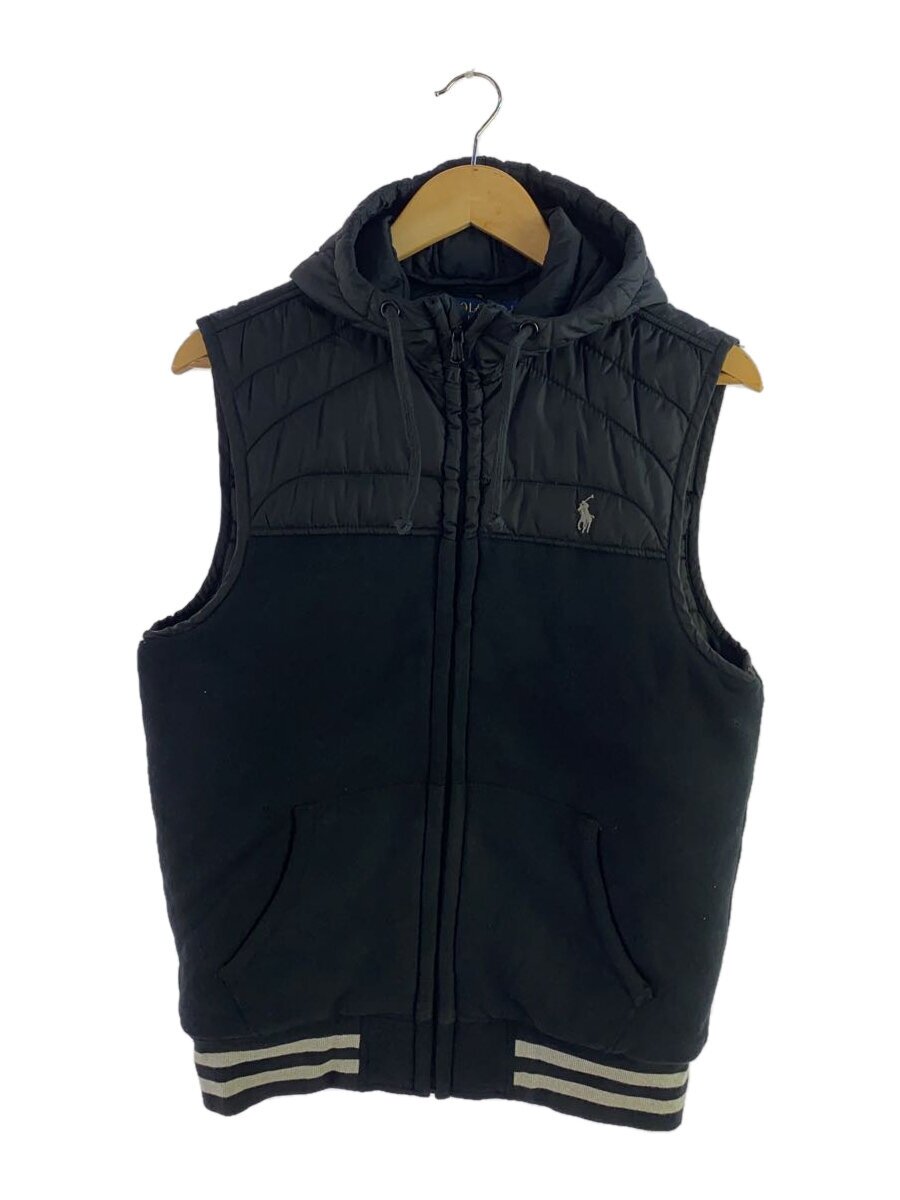 【中古】POLO RALPH LAUREN◆ベスト/S/コットン/BLK【メンズウェア】