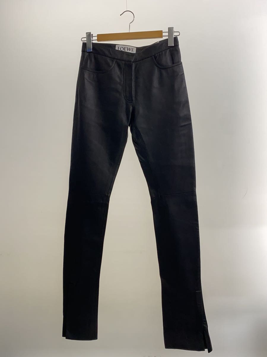 Leather - 【中古】LOEWE◆ボトム/34/羊革/BLK/無地/2022777【レディースウェア】