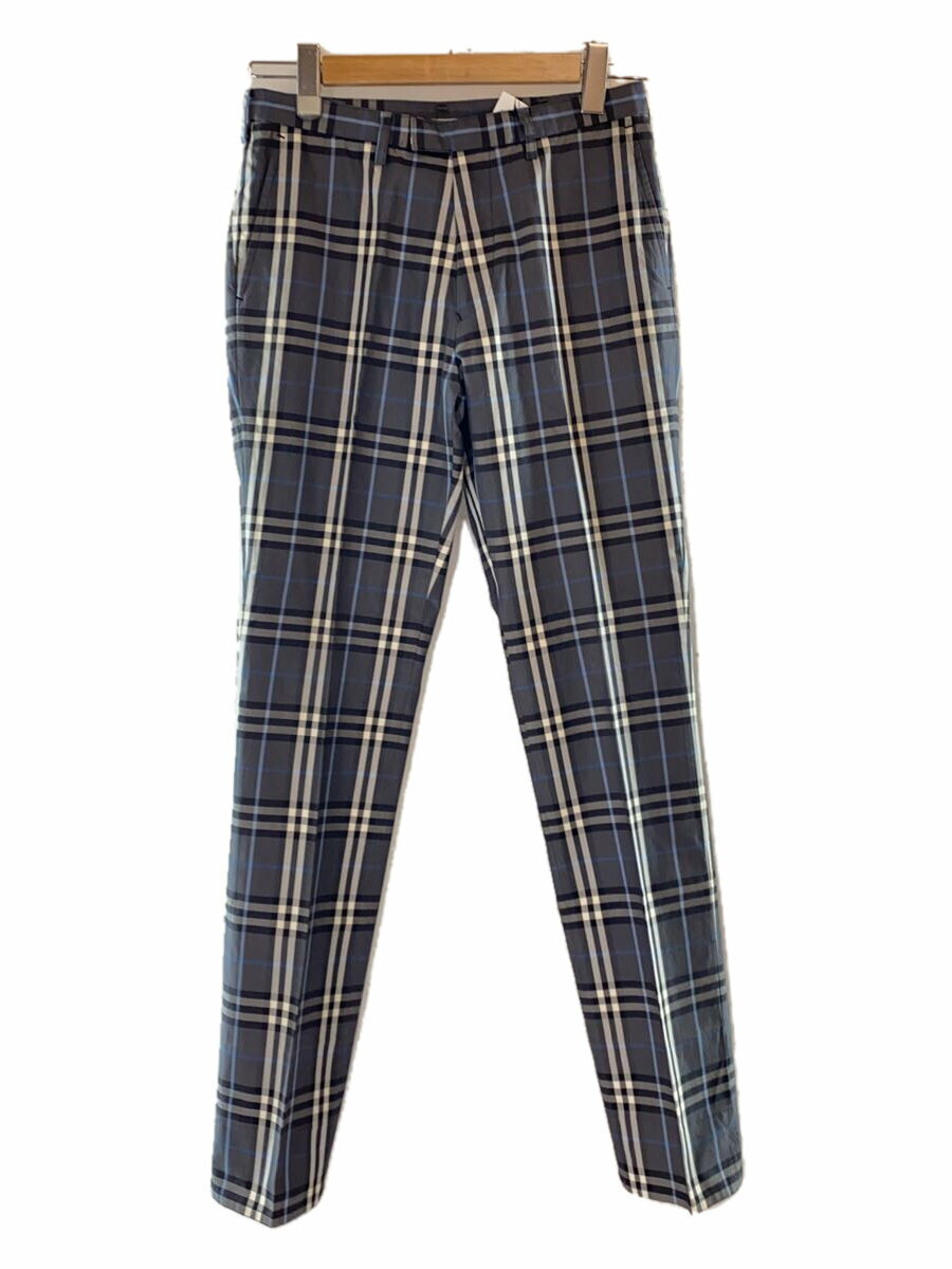 【中古】BURBERRY BLACK LABEL◆ボトム/76/コットン/GRY/チェック/BMS50-911-07【メンズウェア】